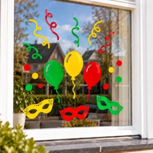 Carnavals raamsticker ballon