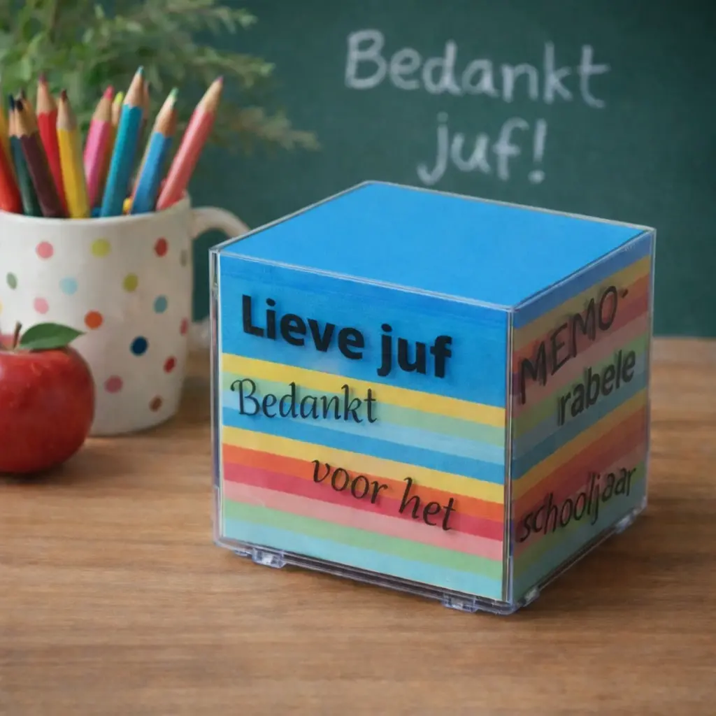 Memoblok met tekst – origineel cadeau voor juf of meester