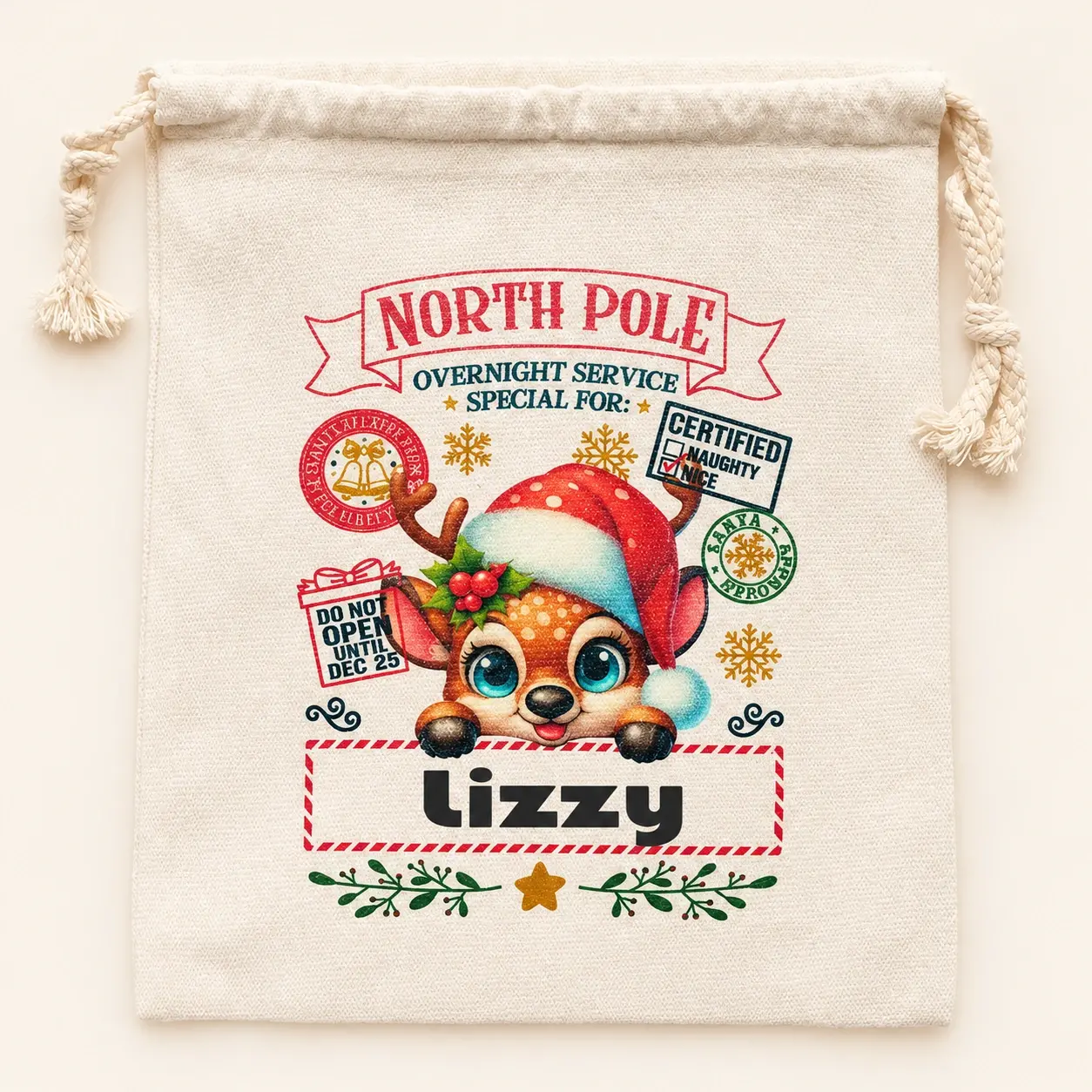 Kerst cadeau zakjes met naam