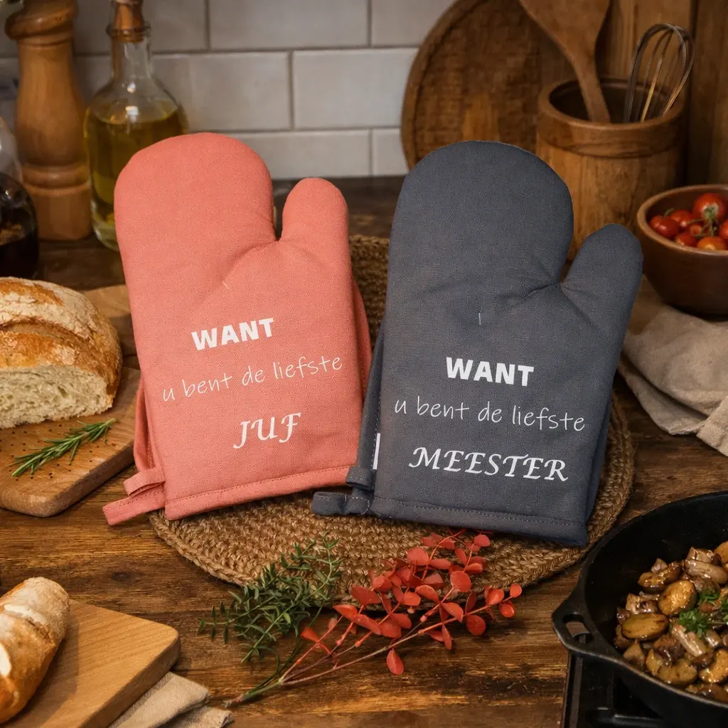 Ovenwant met tekst juf of meester