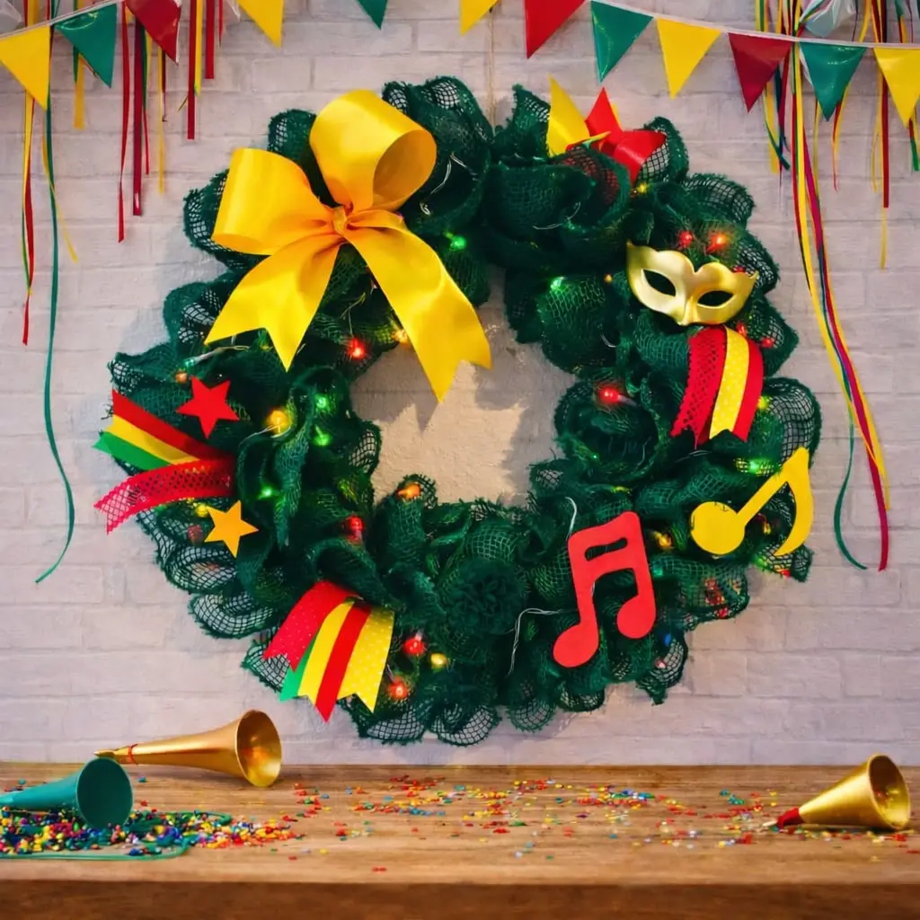 carnaval krans jute groen voorbeeld