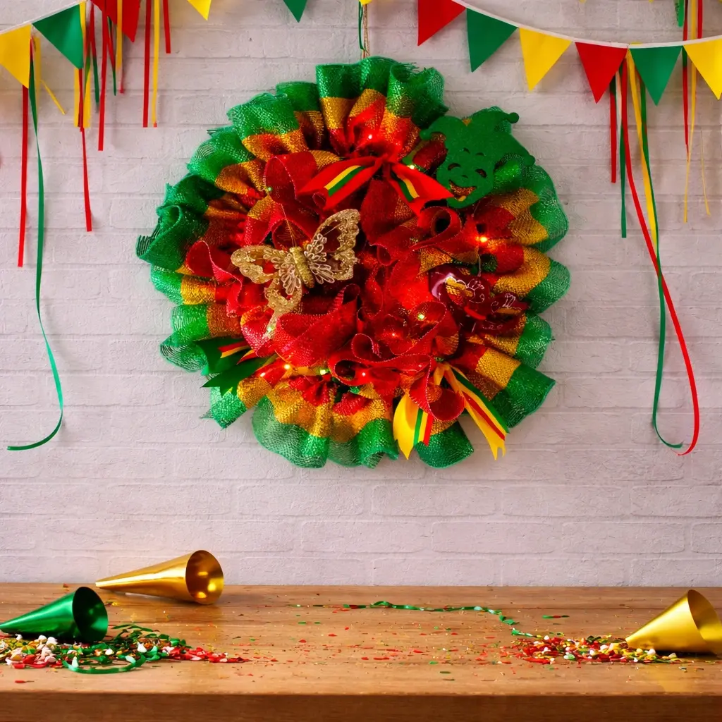 carnavalskrans rood geel groen 3