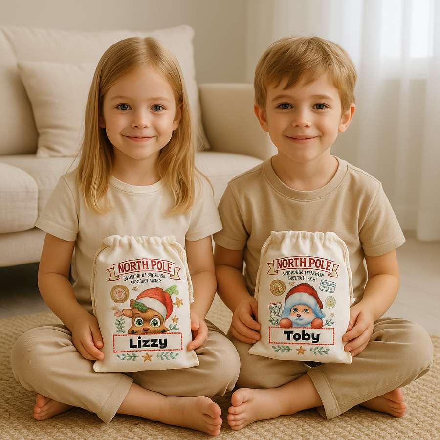 kerst cadeau zakjes met naam voor kinderen