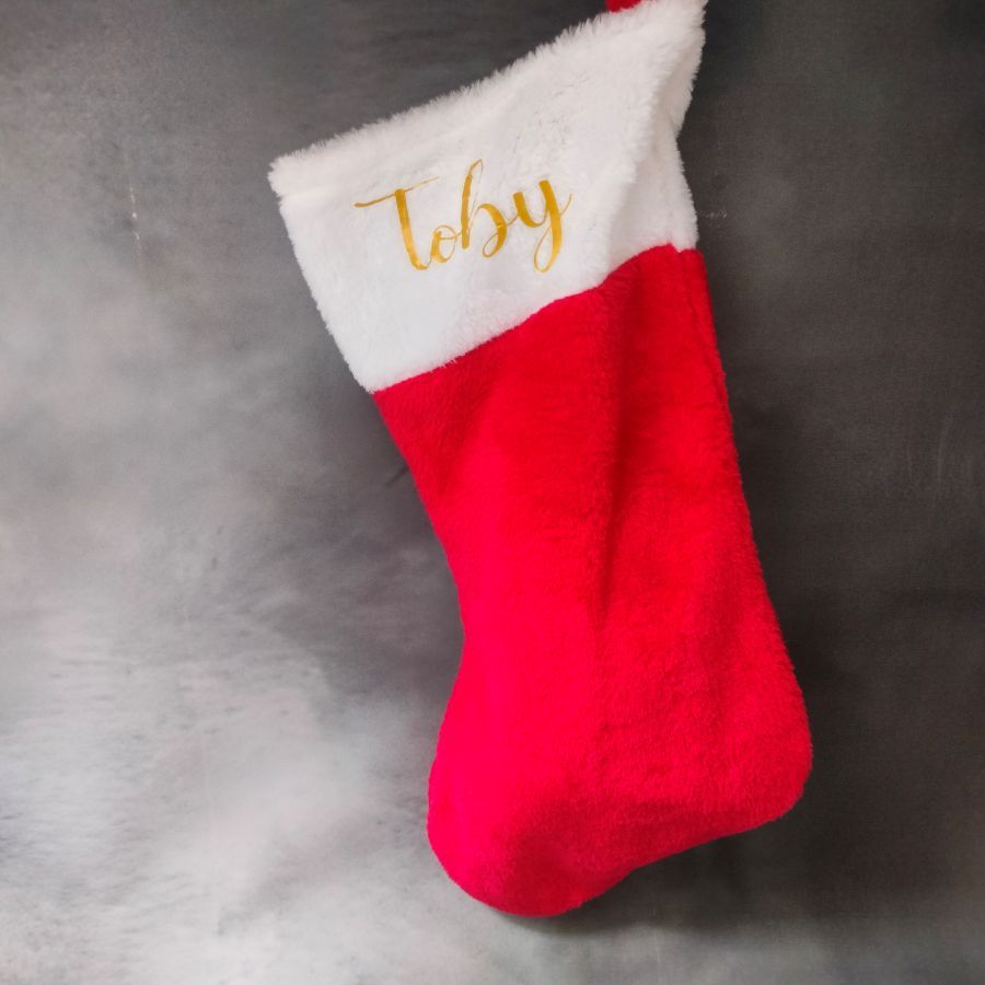 Kerst sok met gouden bedrukking bv een naam