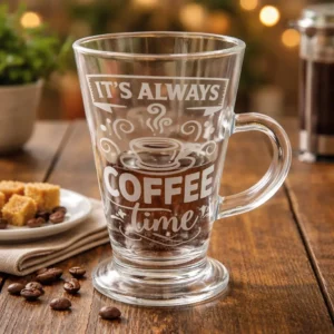 koffie glas met tekst coffee