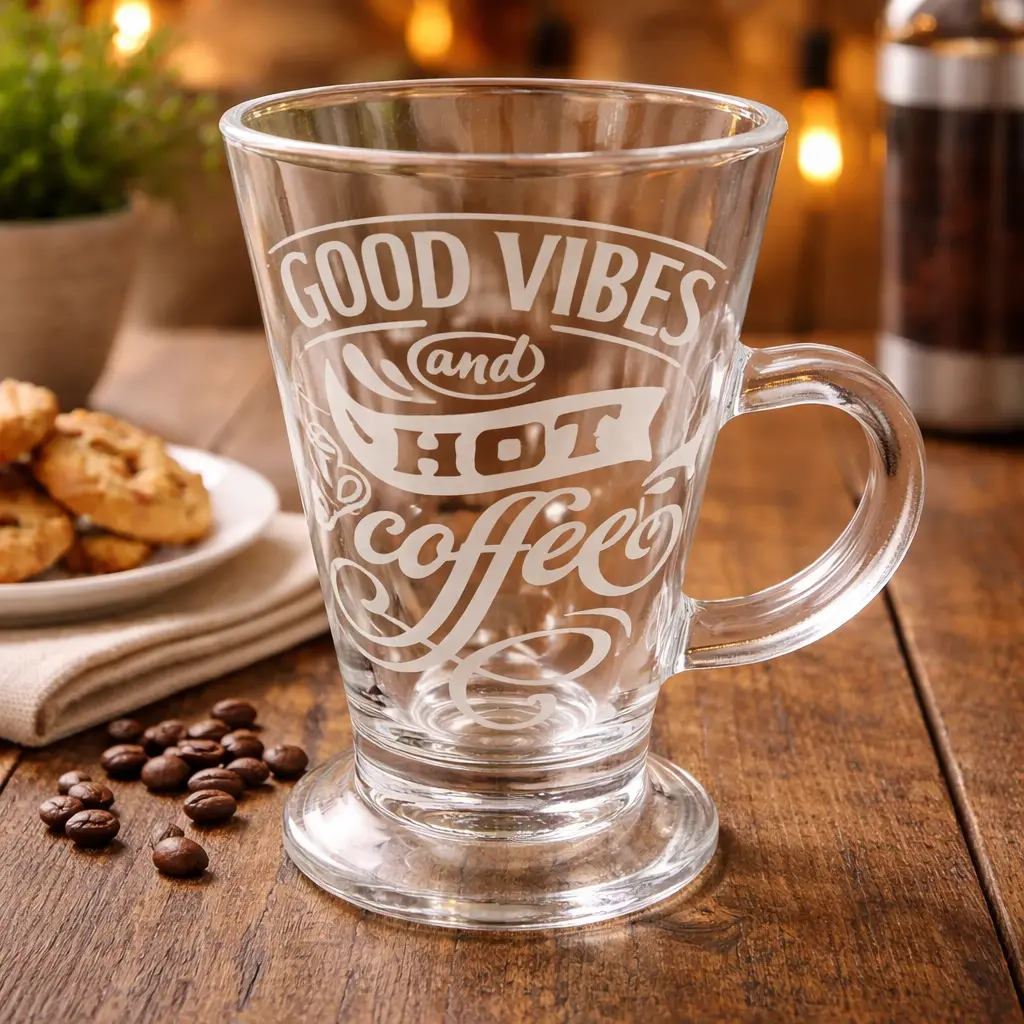 koffie glas met tekst