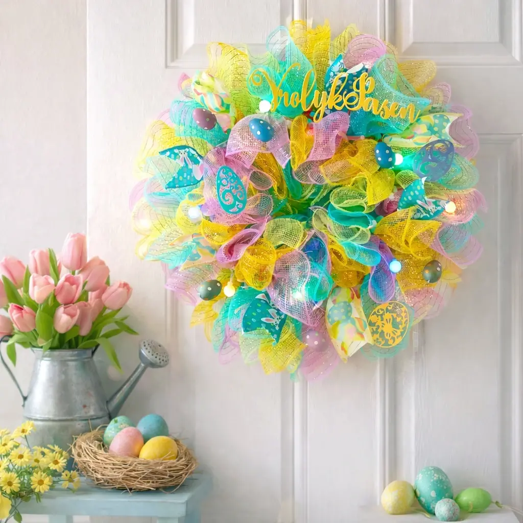 paaskrans met lampjes sfeerfoto