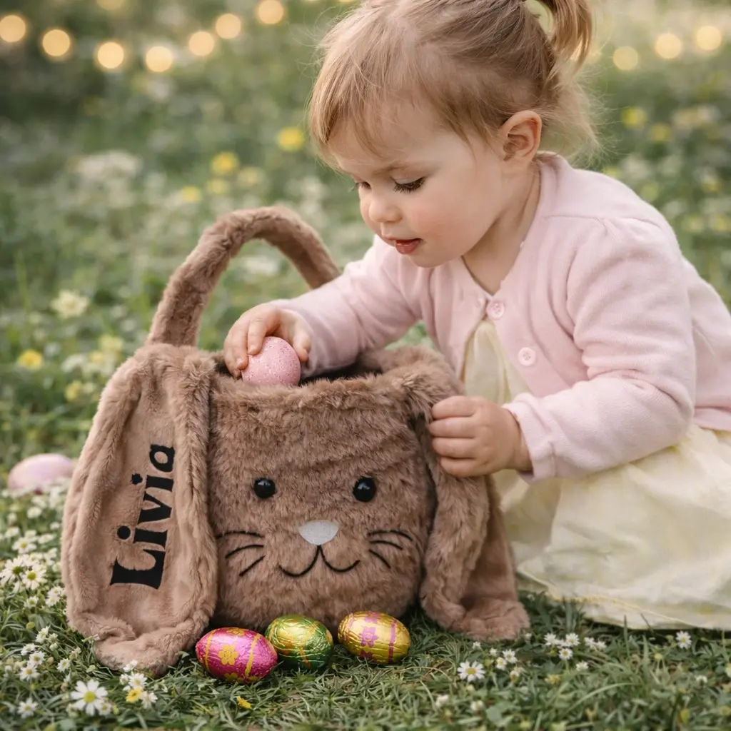 paasmandje met naam groot bruin