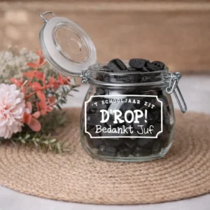 snoeppot voor de juf of meester als cadeau eindeschooljaar