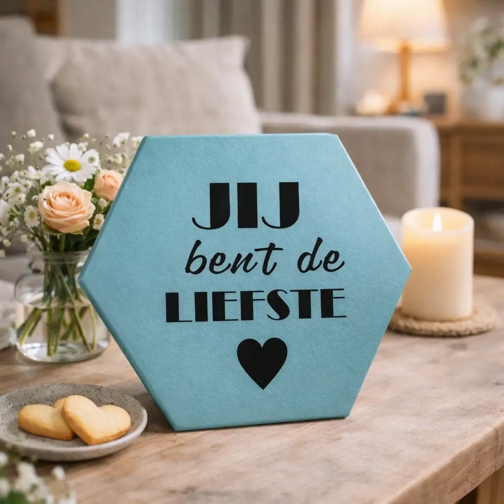 Hexagon tegel met tekst