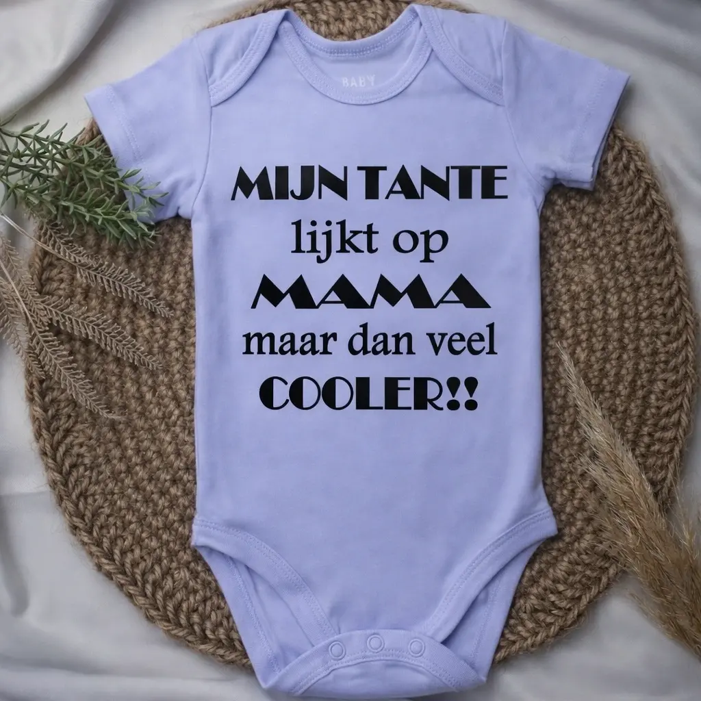 romper met tekst paars