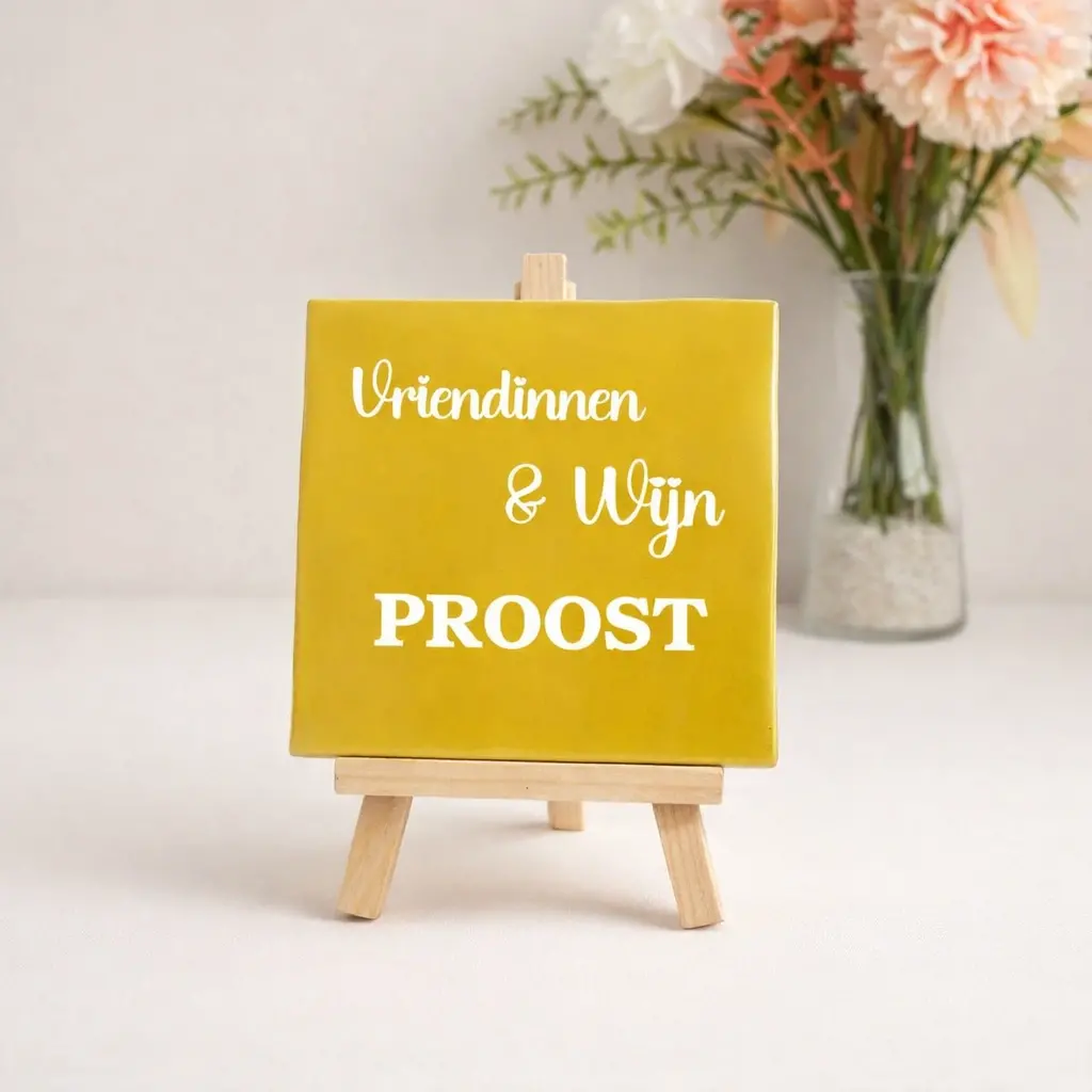 tegel met tekst geel