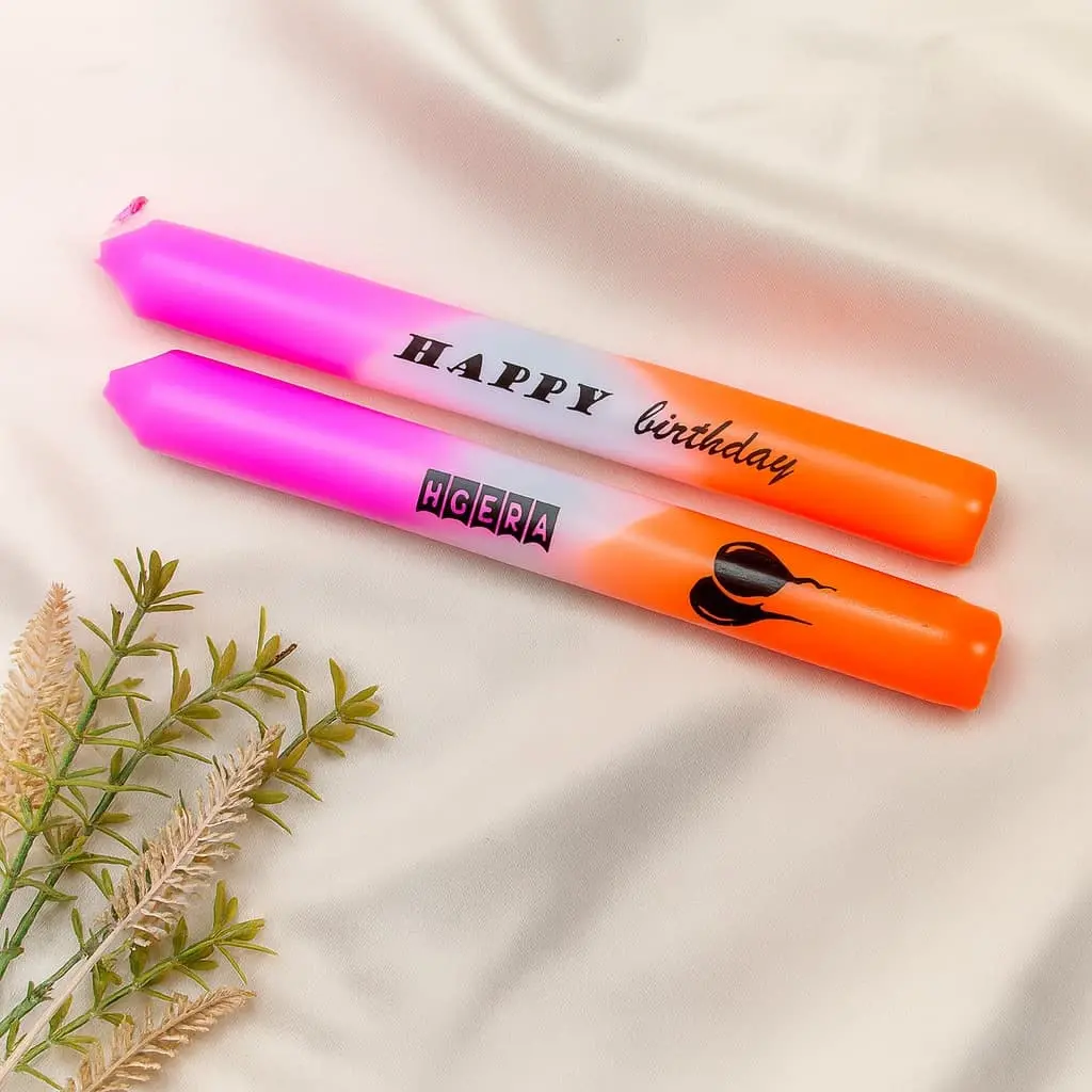 dip dye kaars met tekst rose