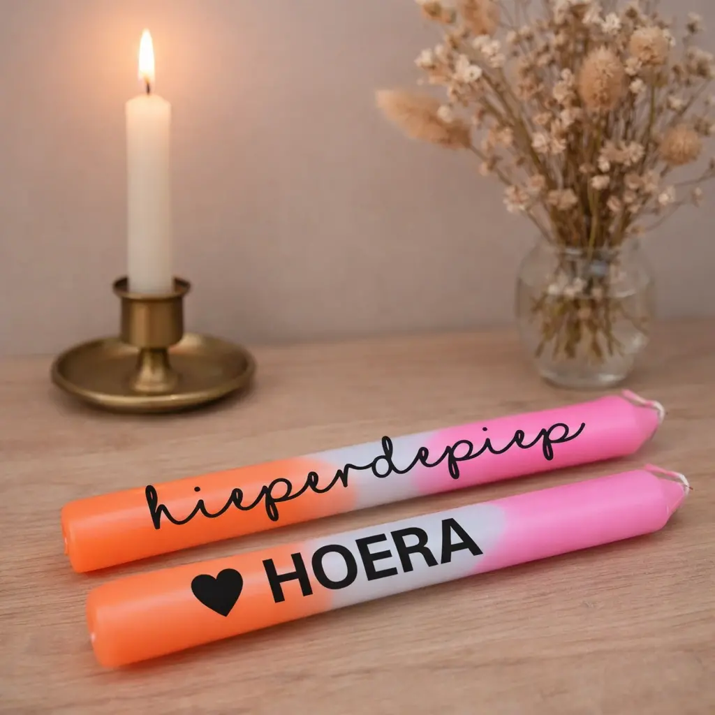 dip dye kaars met tekst