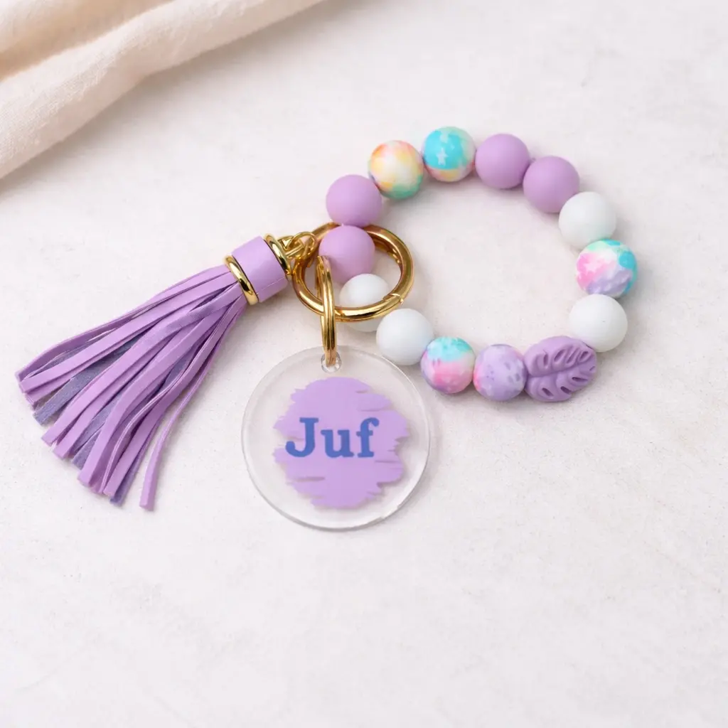 sleutelhanger voor de juf paars