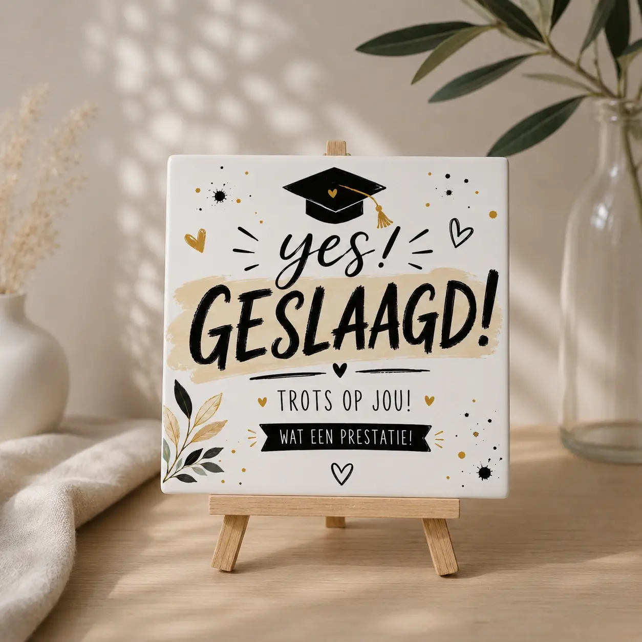 Geslaagd cadeau tegel met afbeelding 3