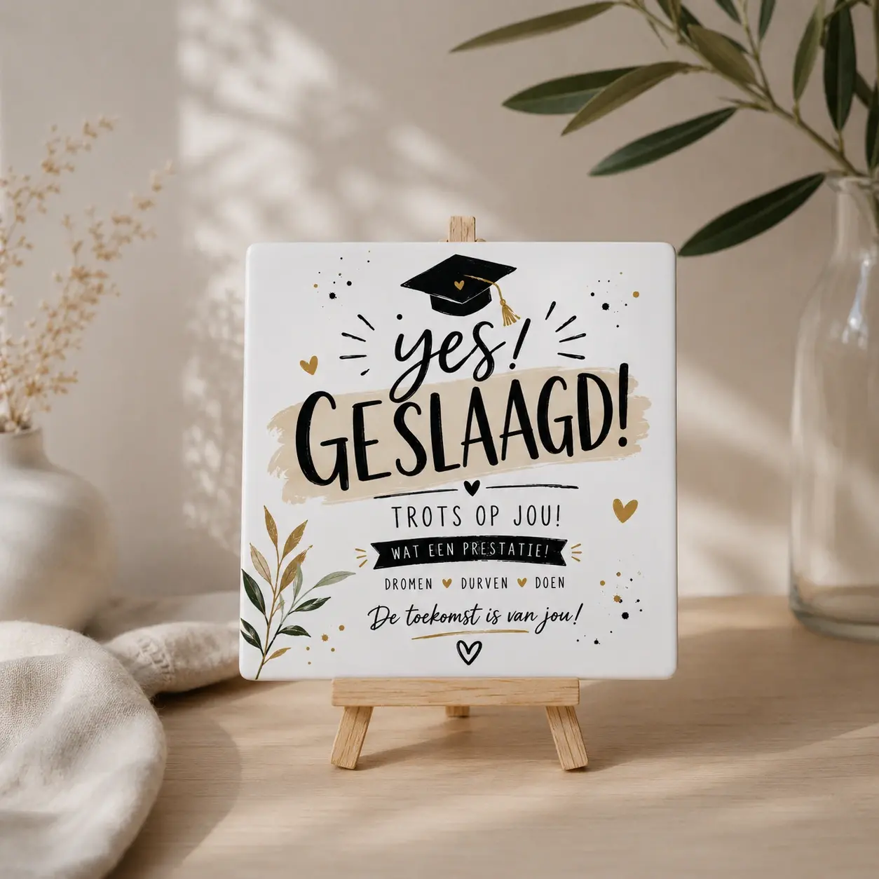Geslaagd cadeau tegel met afbeelding 2
