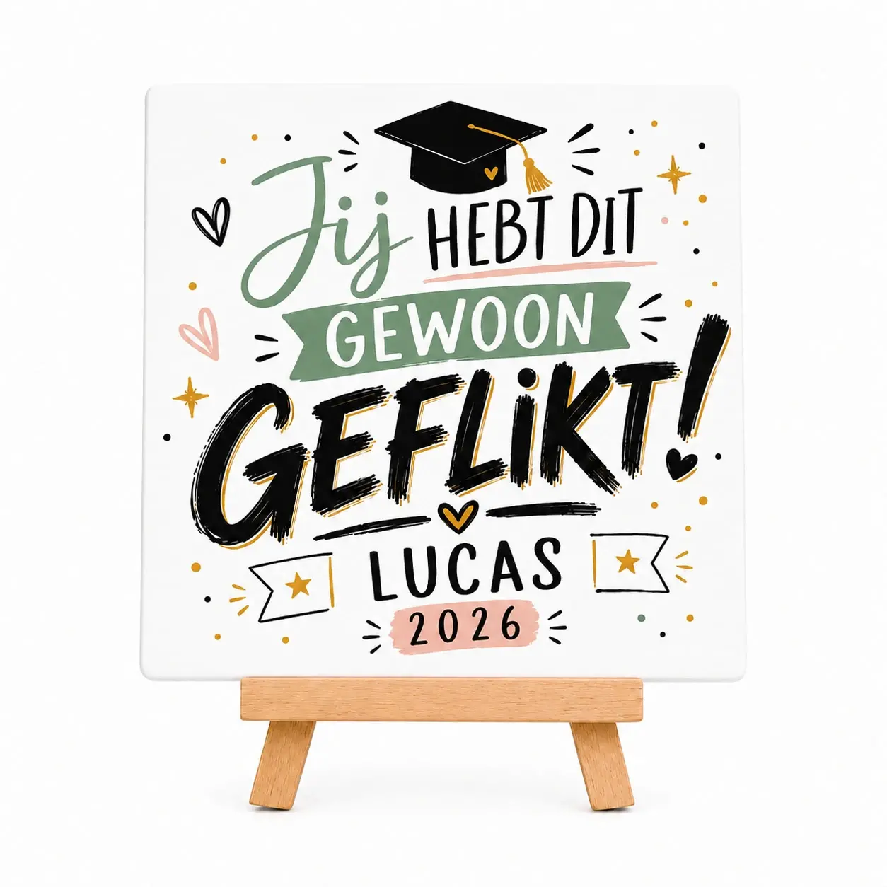 Geslaagd cadeau tegel met afbeelding
