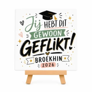 Geslaagd cadeau - tegel met afbeelding en tekst