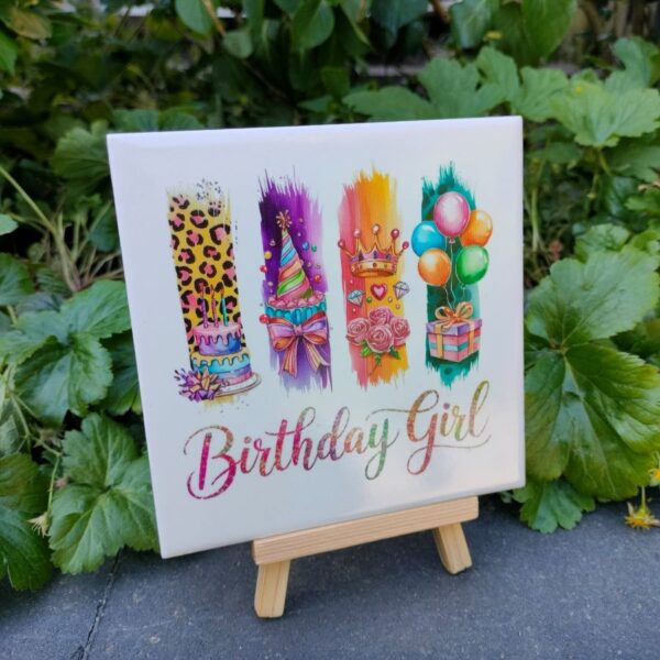 tegel met afbeelding, birthday girl