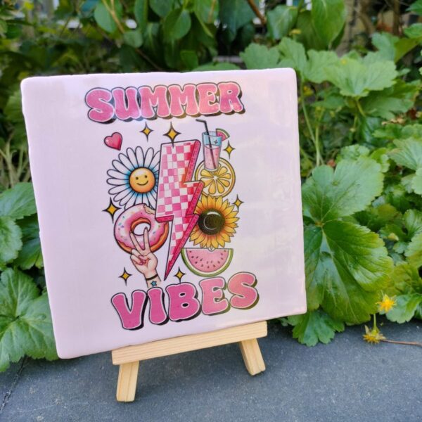 tegel met afbeelding summer vibes, roze