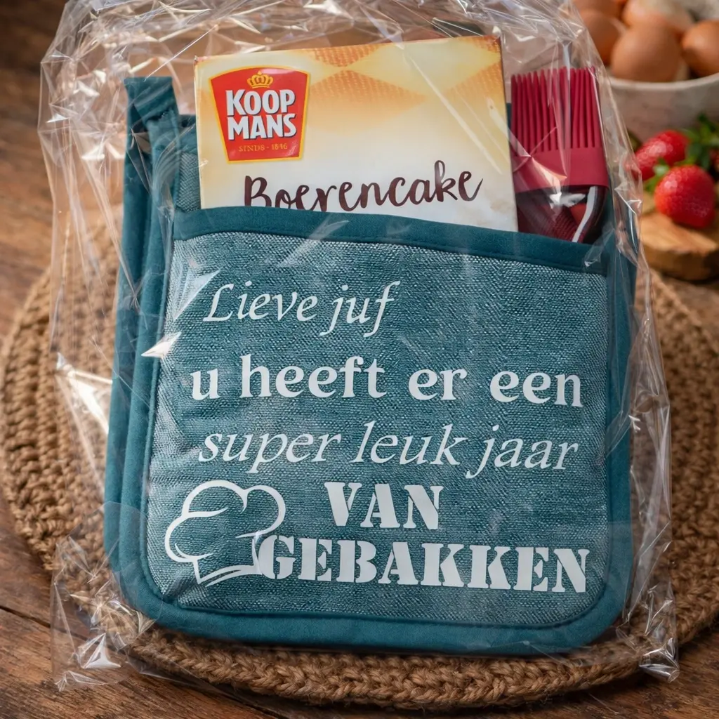 pannenlap met tekst cadeau juf