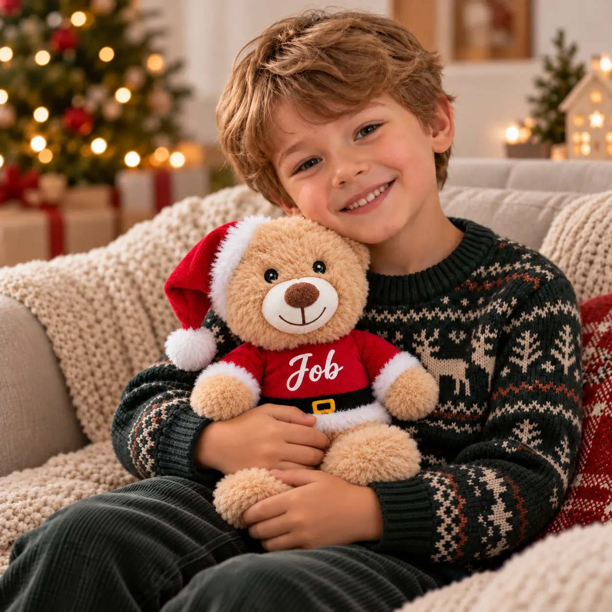 kerstknuffel beer met jongen