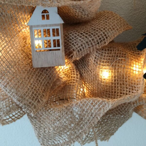 Sinterklaas krans decoratie in jute en hout