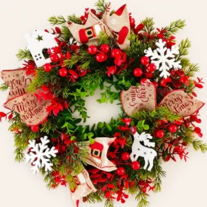 Kerstkrans voor de voordeur