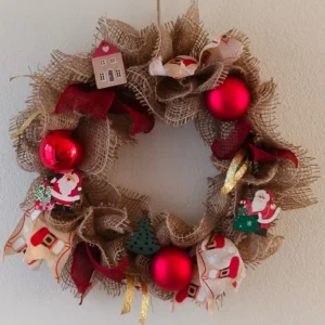 kerstkrans jute rood