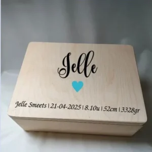 bewaardoos van hout naam groot blauw hart 2