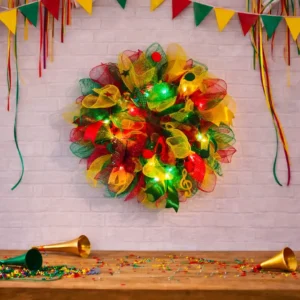 carnavalskrans rood geel groen voorbeeld