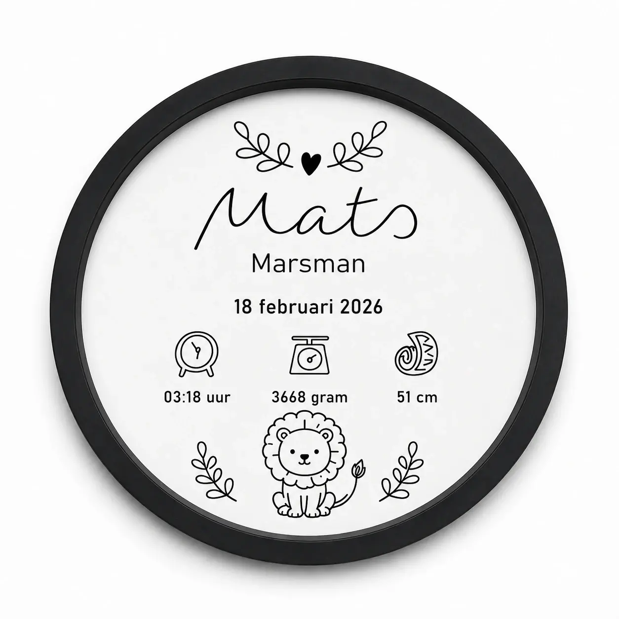 fotolijst met tekst zwart Mats