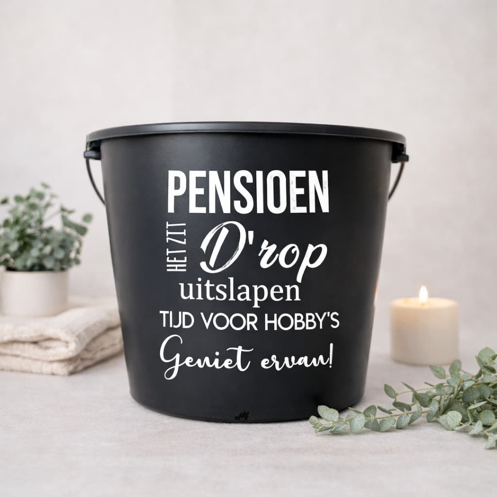 Emmer met tekst pensioen