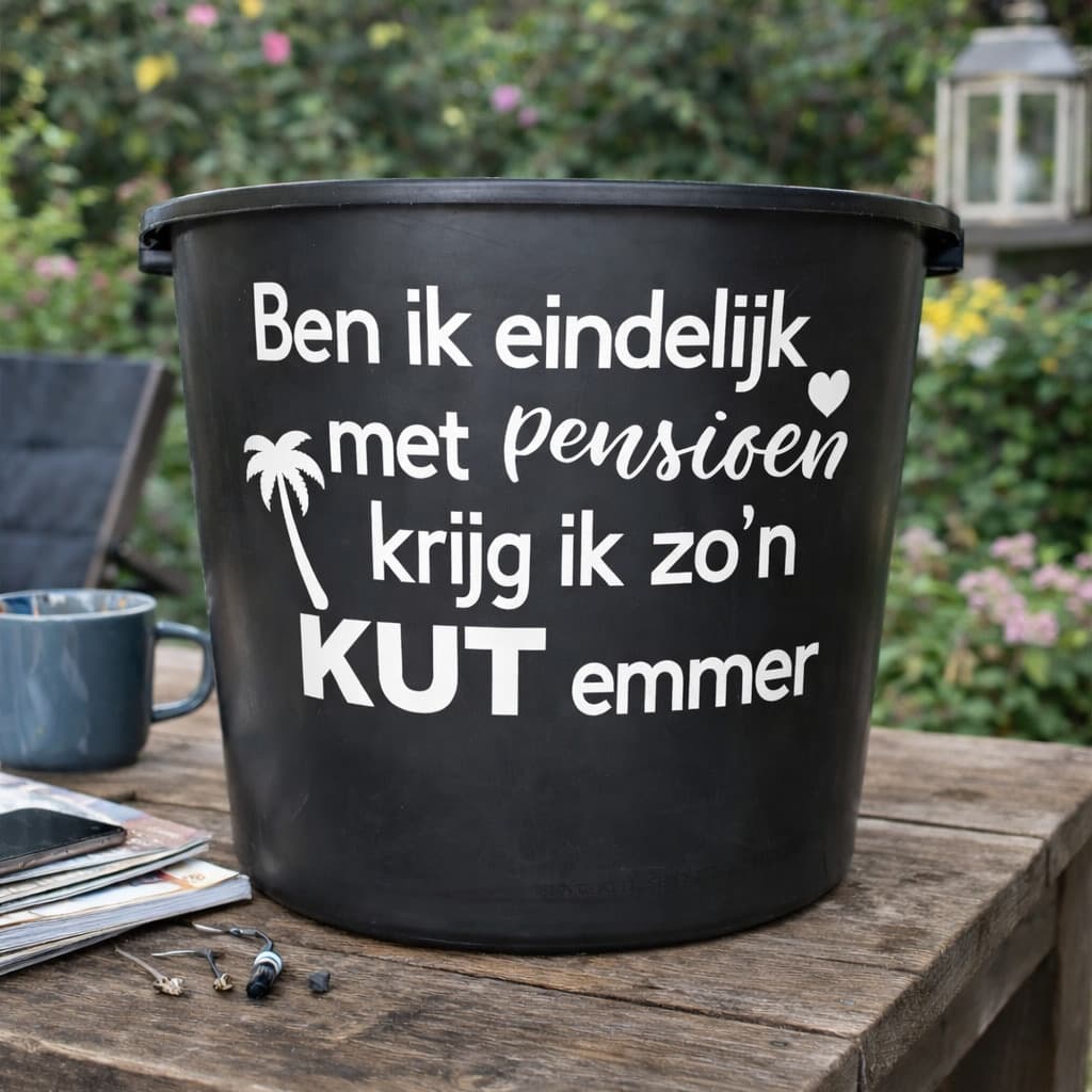 Emmer met tekst pensioen