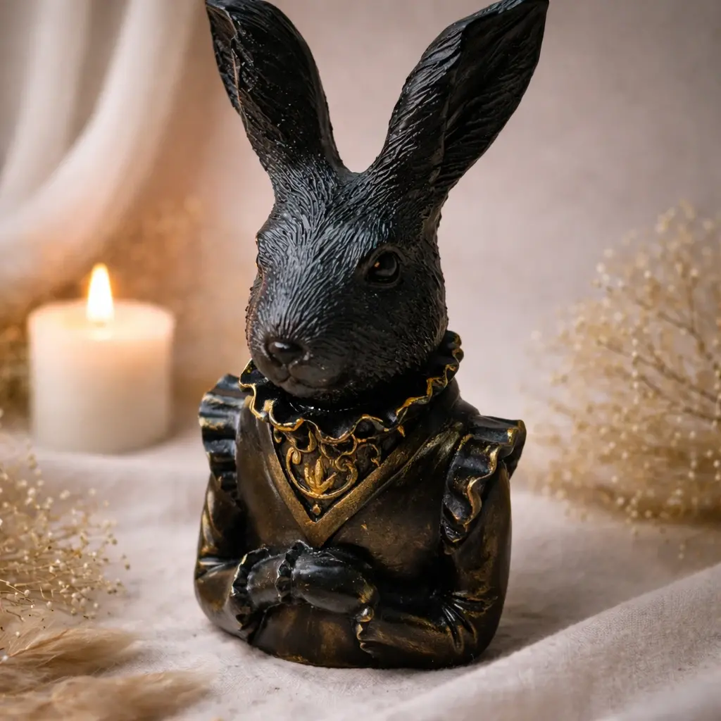 Paashaas borstbeeld zwart met goud