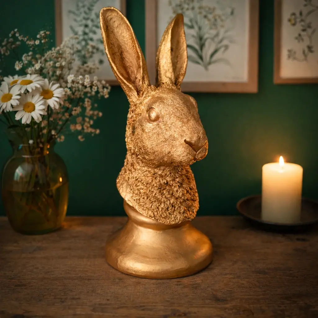 Paashaas borstbeeld goud groot