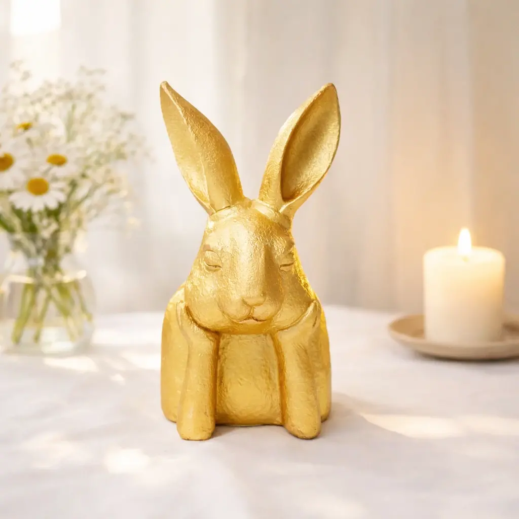 Paashaas borstbeeld goud klein