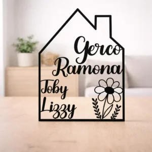 3d huisje met namen gepersonaliseerd ontwerp