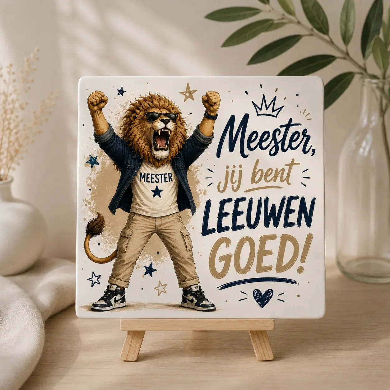 Juf cadeau tegel met afbeelding 8