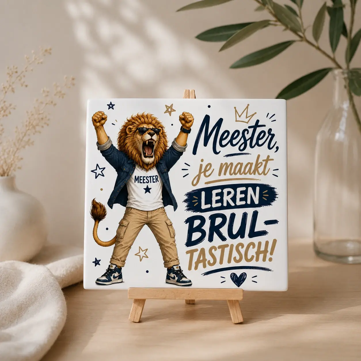 Juf cadeau tegel met afbeelding 9