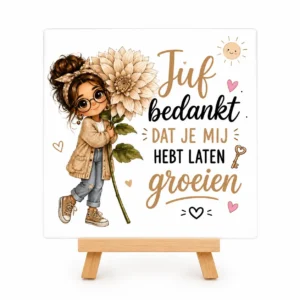 Juf cadeau Tegel met afbeelding