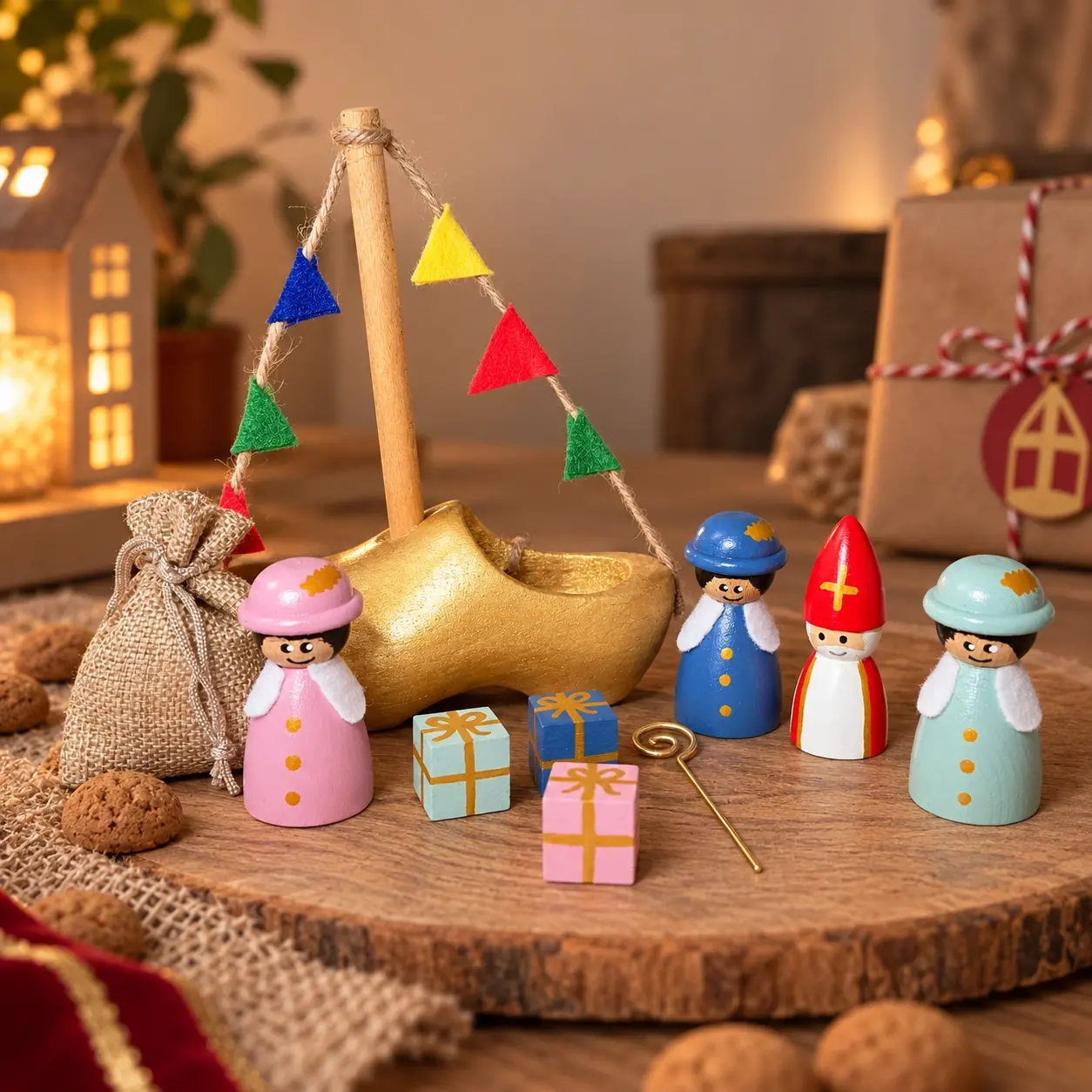 Houten Sinterklaas poppetje – handgemaakte pegdolls - Afbeelding 3