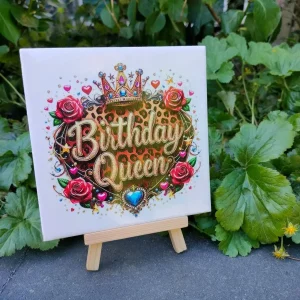 tegel met afbeelding birthday queen